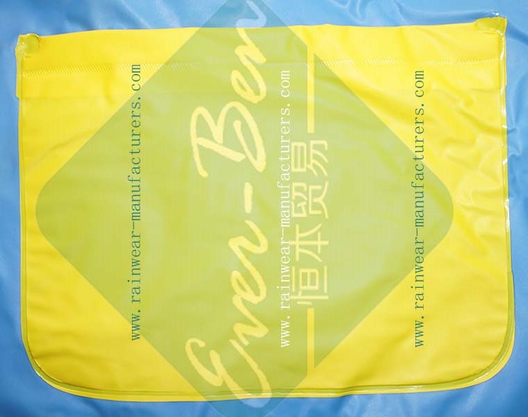 Blue childrens plastic aprons with pockets